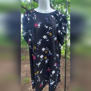 Halogen Floral Print Ruched Sleeve Shift Dress